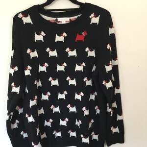 Charter Club Scottie Dog Knit Sweater Black White Red XL